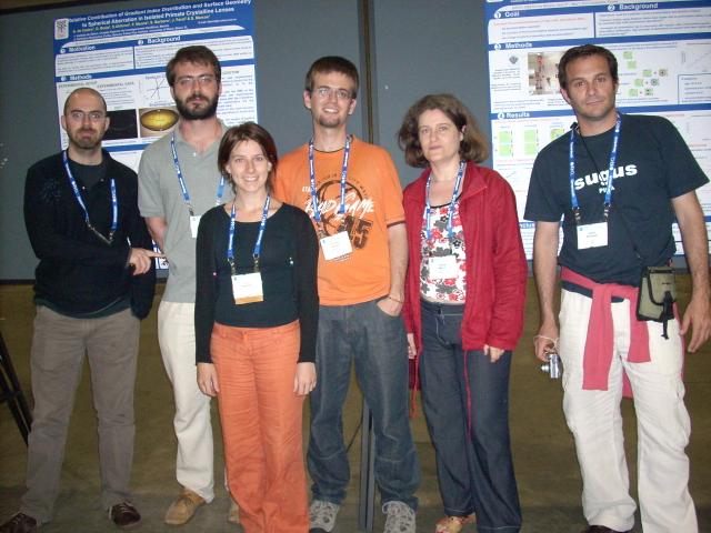 VIOBIO attendees to ARVO 2008 in front of two of their posters: Alfonso, Alberto, Lucie, Enrique and Carlos