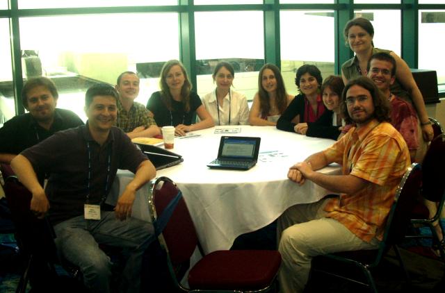 Joint Lab Meeting at ARVO 2009, Fort Lauderdale (Florida) Convention Center. Members of the Medical Physics group at Copernicus University, Torun on the left; Sabine, Laura, Lucie, Susana, Enrique and Sergio from VIOBIO (CSIC) on the right.