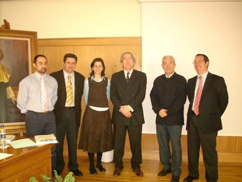 Patricial Rosales with PhD committee: Juan Manuel Bueno (U. Murcia), Luis Jimenez del Barco (U. Granada), Rob van der Heijde (Vrije U, Amsterdam), Santiago Mar (U. Valladolid) and Ignacio Jiménez-Alfaro (FJD-U Autónoma Madrid)