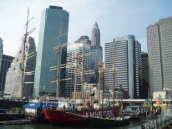 Seaport and skyscrapers